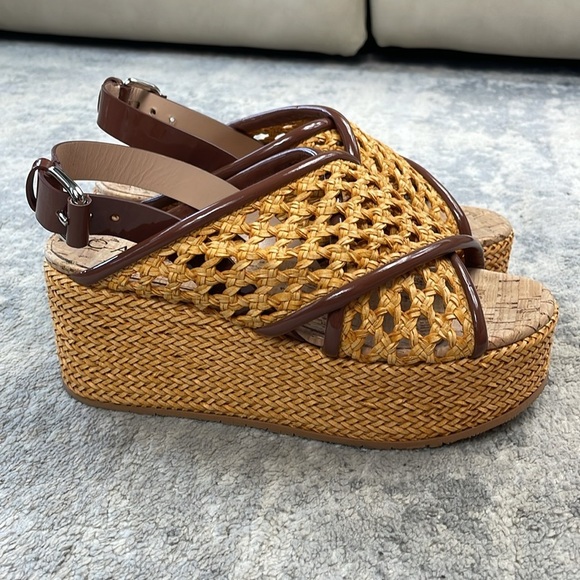 Casadei Marigold Woven Platform Chunky Sandals Designer Cork Footbed Sz 37 - Picture 6 of 16